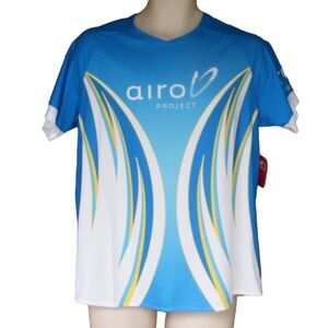 new!! SUGOI Tech Shirt, XL, Exersize, Raglan Short sleeves, Blue/White/Yellow